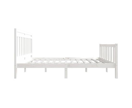 Cadru de pat small double 4ft, alb, 120x190 cm, lemn masiv, 5 image