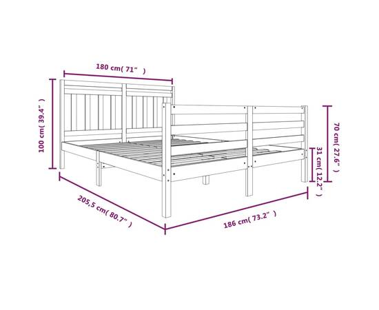 Cadru de pat super king 6ft, 180x200 cm, lemn masiv, 7 image