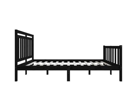 Cadru pat 5ft king size, negru, 150x200 cm, lemn masiv, 5 image