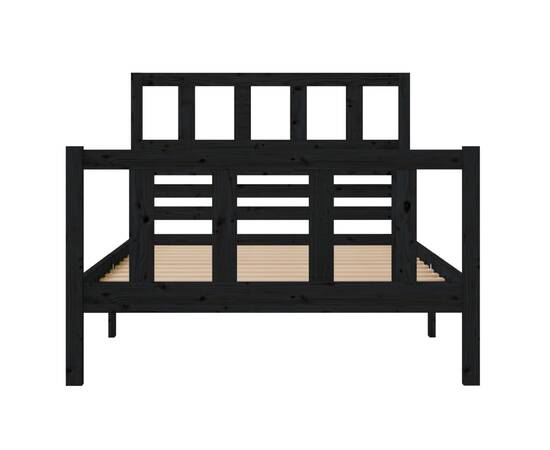 Cadru de pat, 100x200 cm, negru, lemn masiv, 4 image