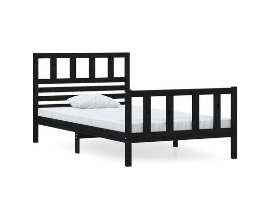 Cadru de pat, 100x200 cm, negru, lemn masiv, 2 image