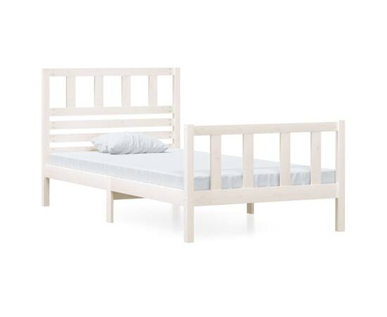Cadru de pat, alb, 90x200 cm, lemn masiv, 2 image
