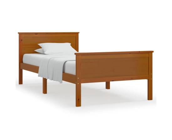 Cadru de pat, maro miere, 90x200 cm, lemn masiv de pin, 2 image