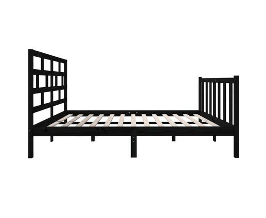 Cadru de pat small double 4ft, negru, 120x190 cm, lemn masiv, 5 image