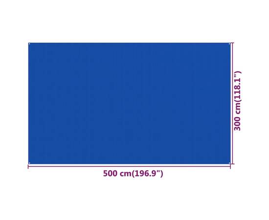 Covor pentru cort, albastru, 300x500 cm, hdpe, 4 image