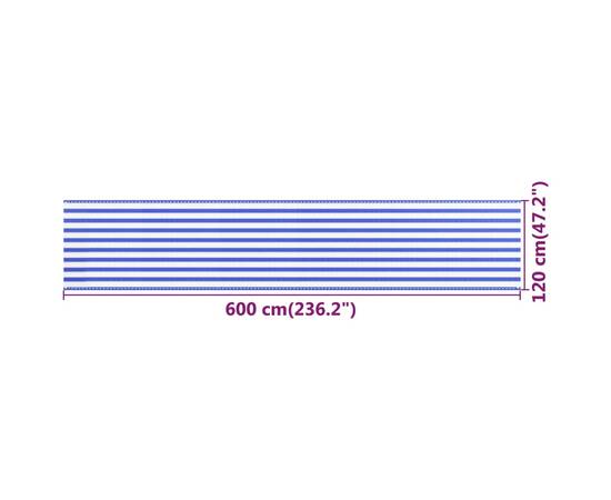 Paravan de balcon, albastru și alb, 120x600 cm, hdpe, 5 image