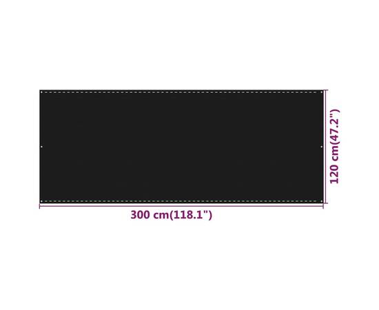 Paravan de balcon, negru, 120x300 cm, hdpe, 5 image