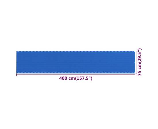 Paravan pentru balcon, albastru, 75x400 cm, hdpe, 5 image