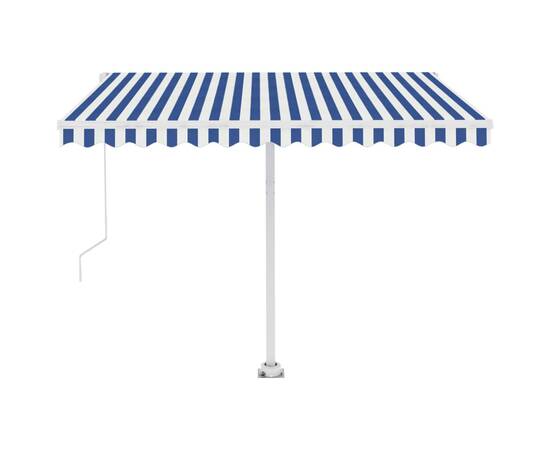 Copertină autonomă retractabilă automat albastru&alb 350x250 cm, 6 image