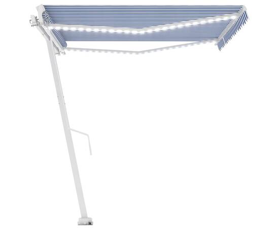 Copertină retractabilă manual cu led, albastru & alb 400x300 cm, 7 image