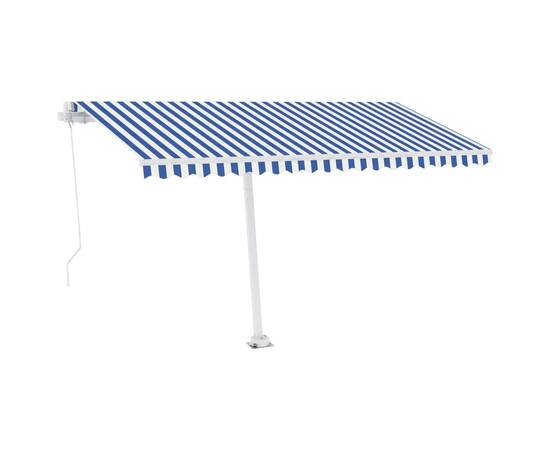 Copertină retractabilă manual cu led, albastru & alb 400x300 cm, 4 image