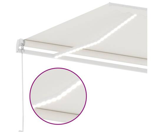 Copertină retractabilă manual cu led, crem, 400x300 cm, 8 image