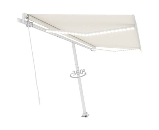 Copertină retractabilă manual cu led, crem, 400x300 cm, 2 image