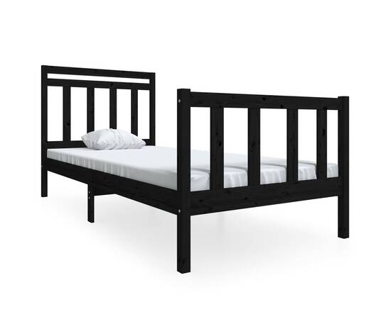 Cadru de pat ,negru, 90x200 cm, lemn masiv, 2 image