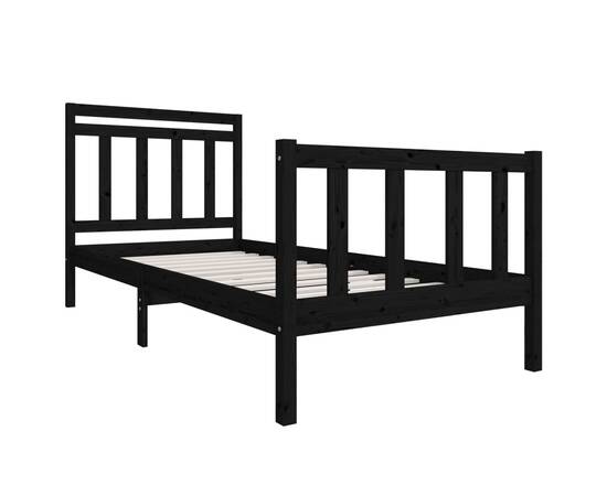 Cadru de pat ,negru, 90x200 cm, lemn masiv, 3 image