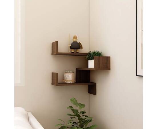 Raft de perete de colț, stejar maro, 40x40x50 cm, lemn compozit, 7 image