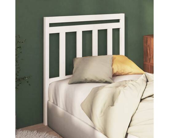 Tăblie de pat, alb, 81x4x100 cm, lemn masiv de pin
