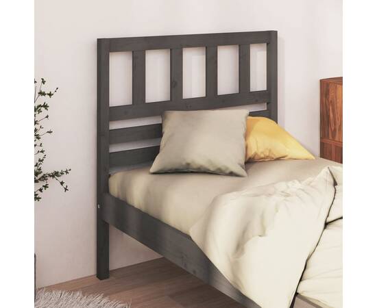 Tăblie de pat, gri, 106x4x100 cm, lemn masiv de pin