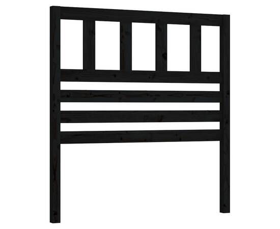 Tăblie de pat, negru, 96x4x100 cm, lemn masiv de pin, 2 image