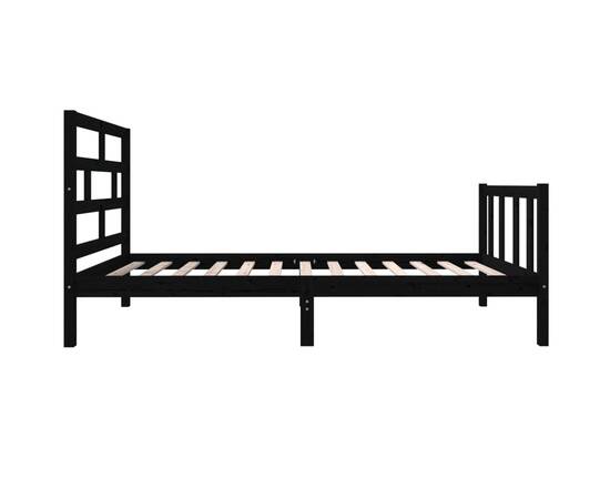 Cadru de pat, 100x200 cm, negru, lemn masiv de pin, 5 image