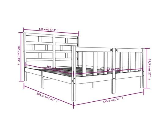 Cadru de pat, alb, 140x200 cm, lemn masiv de pin, 9 image
