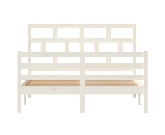 Cadru de pat, alb, 140x200 cm, lemn masiv de pin, 4 image