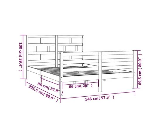 Cadru de pat, alb, 140x200 cm, lemn masiv de pin, 9 image