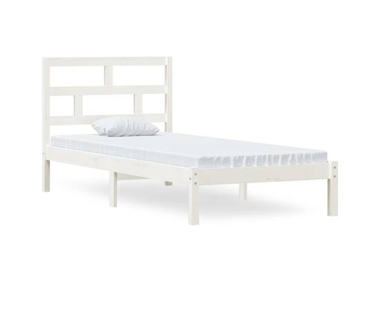 Cadru de pat, alb, 90x200 cm, lemn masiv de pin, 2 image