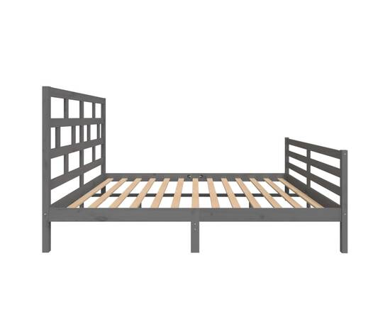 Cadru de pat, gri, 160x200 cm, lemn masiv de pin, 5 image