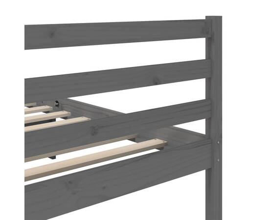Cadru de pat, gri, 160x200 cm, lemn masiv de pin, 6 image