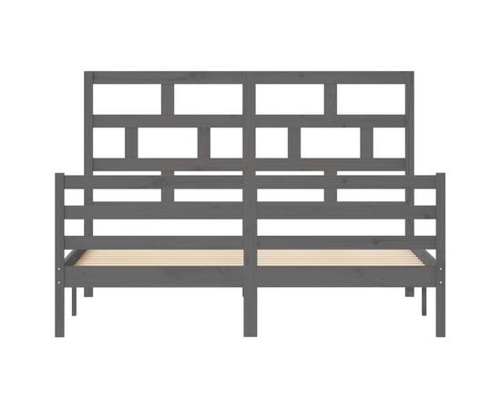 Cadru de pat, gri, 160x200 cm, lemn masiv de pin, 4 image