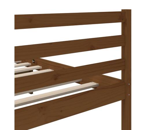 Cadru de pat, maro miere, 200x200 cm, lemn masiv de pin, 6 image