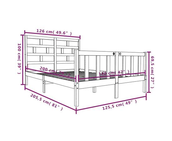 Cadru de pat, negru, 120x200 cm, lemn masiv de pin, 9 image