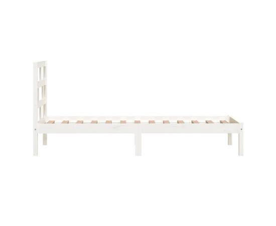 Cadru de pat single 3ft, alb, 90x190 cm, lemn masiv, 5 image