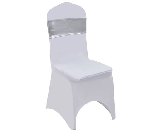 Fundă de scaun elastică, 25 buc, cataramă cu diamante, argintiu