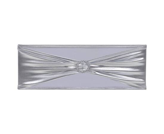 Fundă de scaun elastică, 25 buc, cataramă cu diamante, argintiu, 3 image