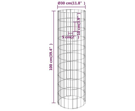 Strat înălțat gabion 3 buc. Ø30x100 cm oțel galvanizat circular, 7 image