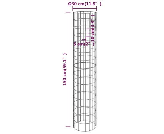 Strat înălțat gabion 3 buc. Ø30x150 cm oțel galvanizat circular, 7 image