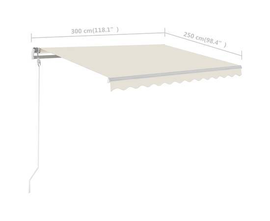 Copertină retractabilă manual cu led, crem, 300x250 cm, 11 image