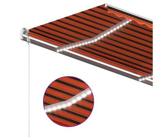 Copertină retractabilă manual cu led portocaliu&maro 300x250 cm, 7 image