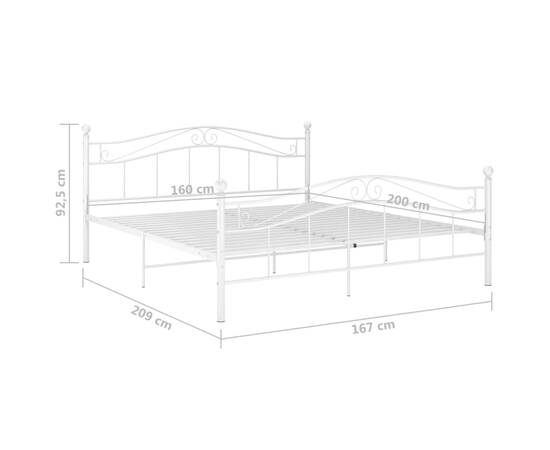 Cadru de pat, alb, 160x200 cm, metal, 8 image