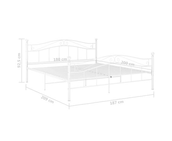 Cadru de pat, alb, 180x200 cm, metal, 8 image