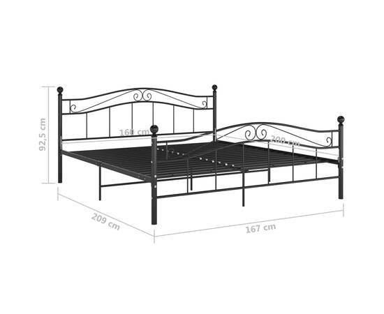 Cadru de pat, negru, 160x200 cm, metal, 8 image
