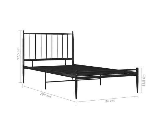Cadru de pat, negru, 90x200 cm, metal, 7 image