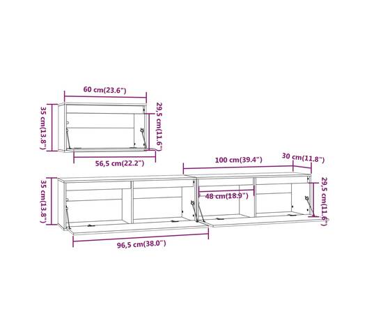 Comode tv, 3 buc., lemn masiv de pin, 9 image