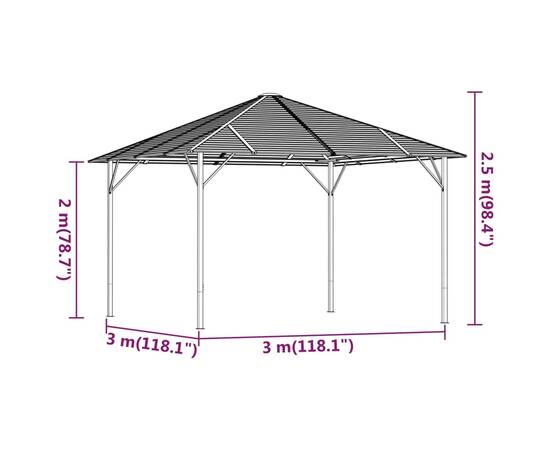 Foișor cu acoperiș, antracit, 3x3 m, 5 image