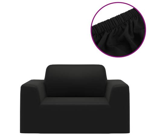 Husă elastică pentru canapea, negru, tricot poliester, 2 image