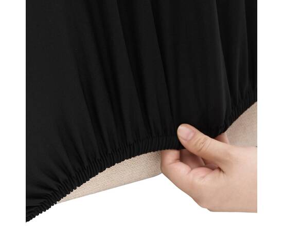 Husă elastică pentru canapea cu 3 locuri poliester jersey negru, 3 image