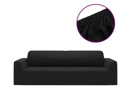 Husă elastică pentru canapea cu 3 locuri poliester jersey negru, 2 image