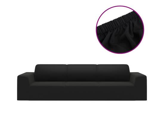 Husă elastică pentru canapea cu 4 locuri poliester jersey negru, 2 image